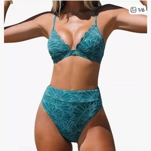 Cupshe Teal Lace Bikini Set